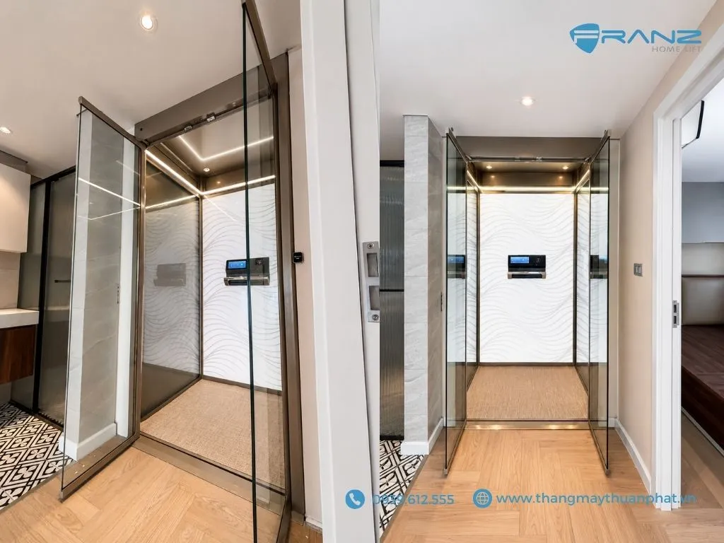 Thang máy kính Franz cửa mở 2 cánh
